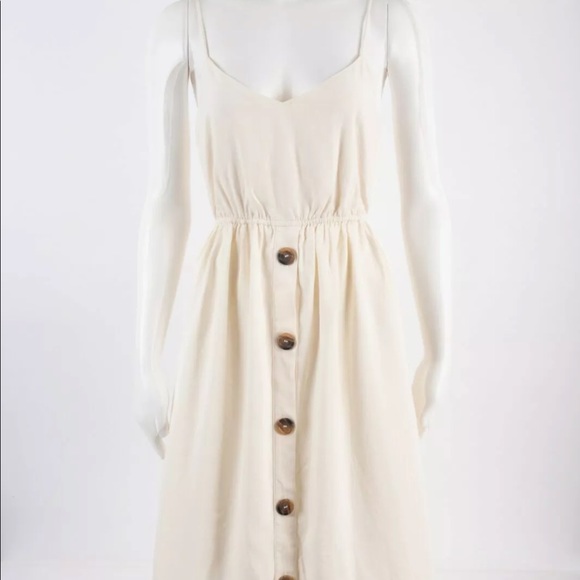 Zara SS17 Ecru Dress With Knot At Back Linen Midi - Picture 2 of 10